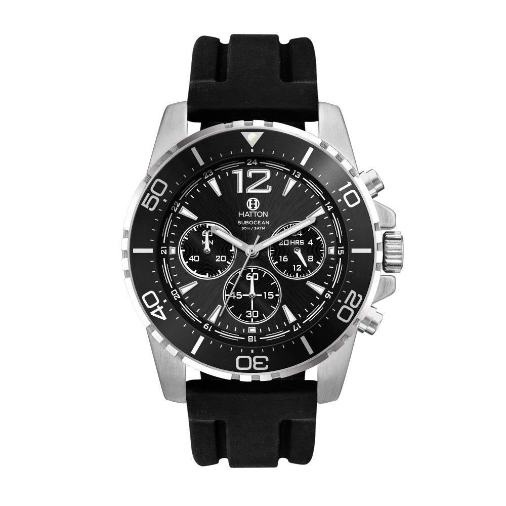 Hatton Subocean 30M 44mm Chronograph - Black/Black
