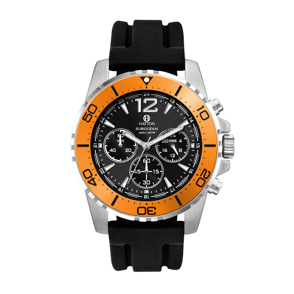 Hatton Subocean 30M 44mm Chronograph - Orange/Black