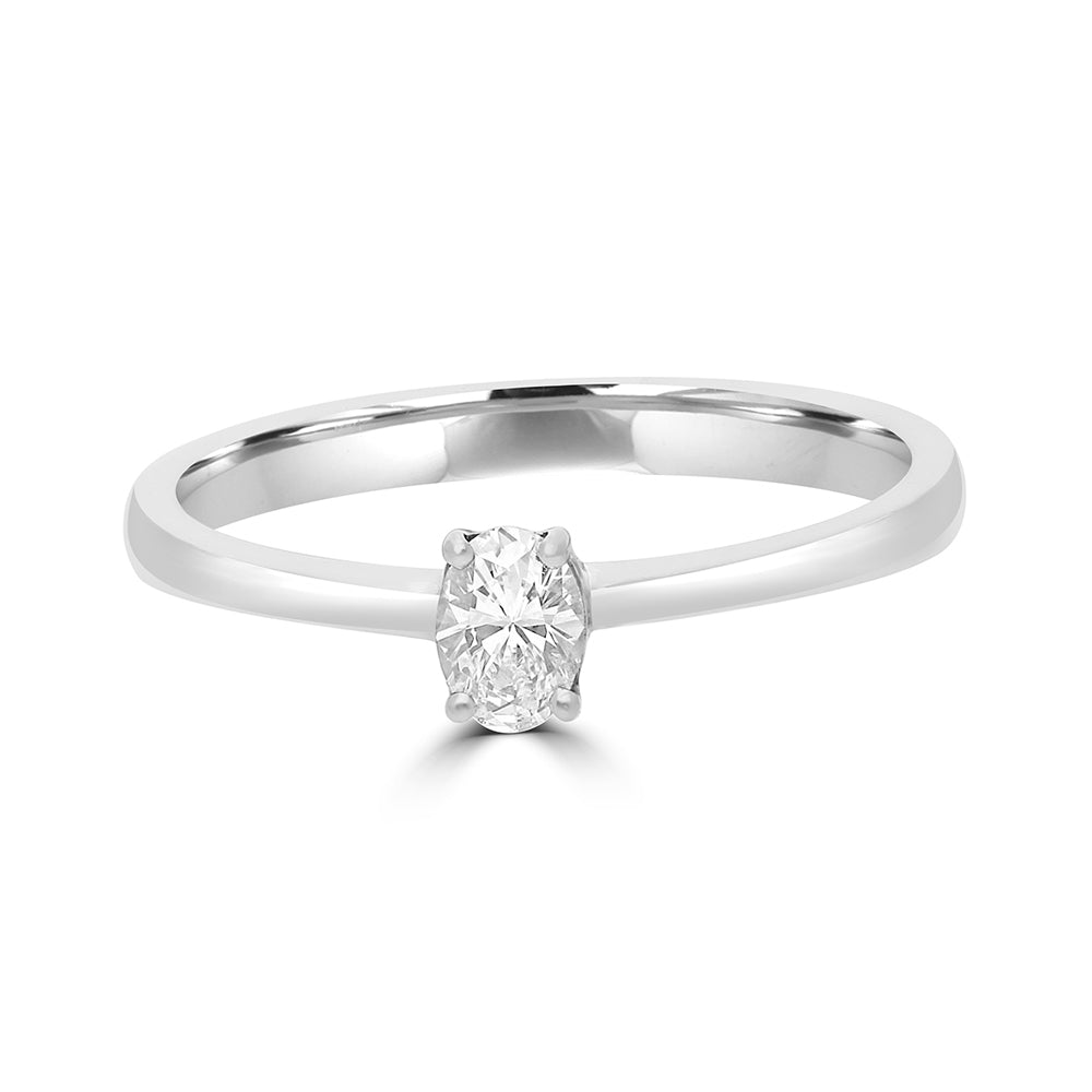 18kt Oval Diamond Claw Set Solitaire Ring