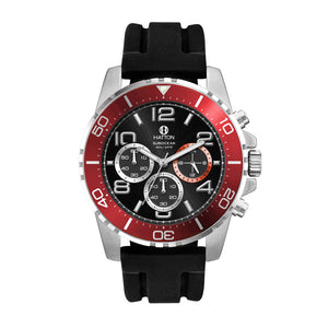 Hatton Subocean 30M 44mm Chronograph - Red, Black Rubber Strap